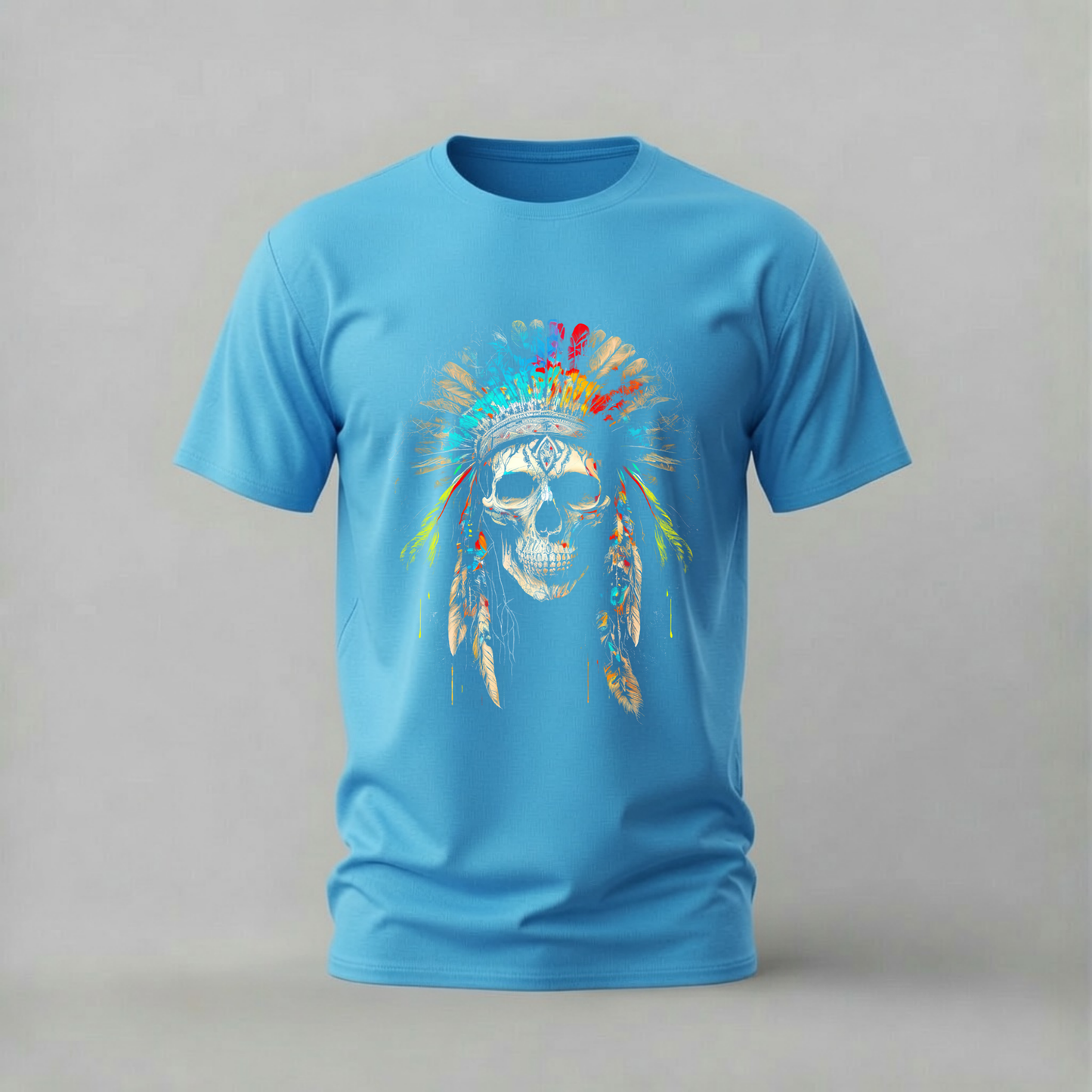 NATIVE SKULL Headdress Graphic T-Shirt
