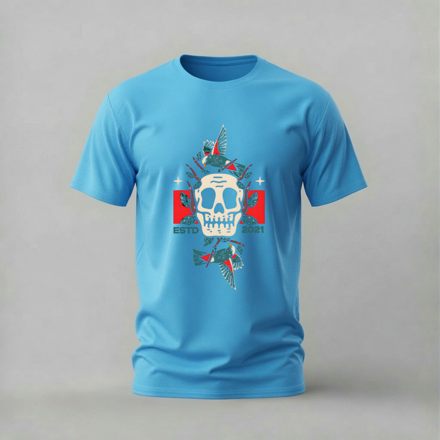 SKULL & BIRDS ESTD 2021 Graphic T-Shirt