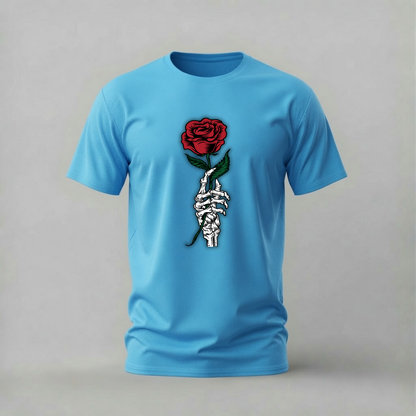 SKELETON HAND Rose Graphic T-Shirt