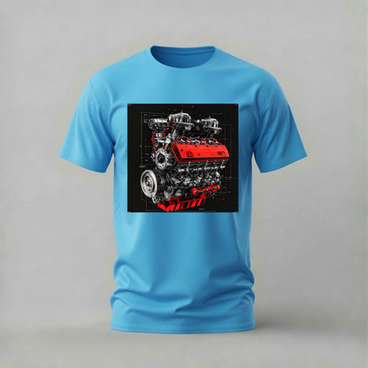 CAR ENGINE Blueprint Graphic T-Shirt