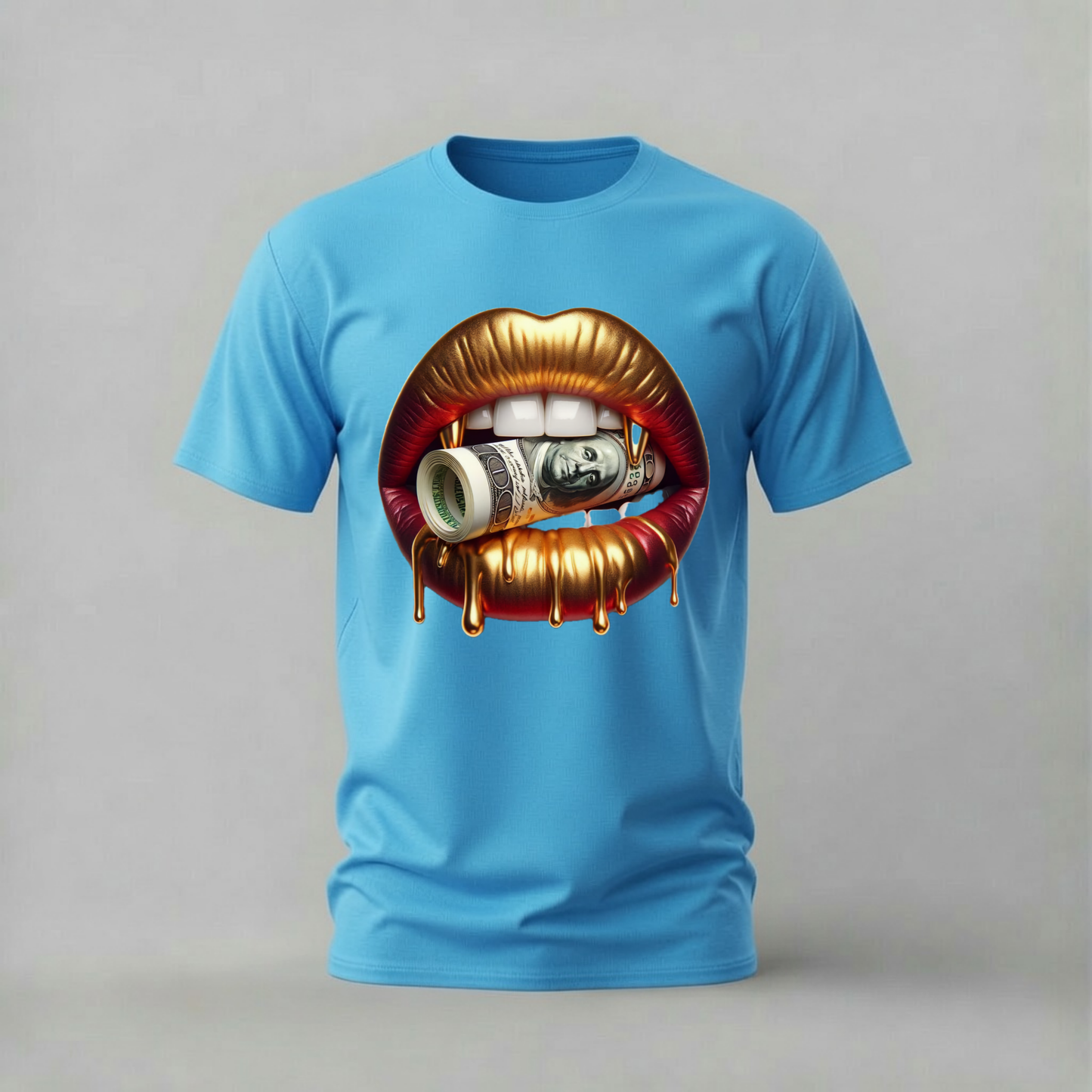 GOLD LIPS Money Graphic T-Shirt