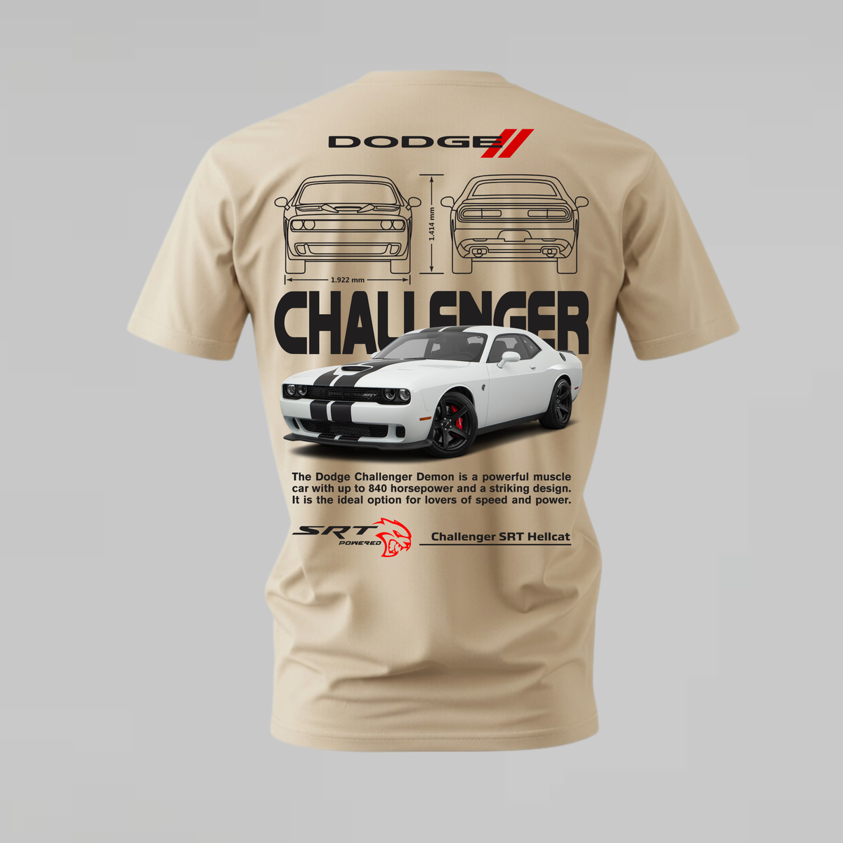 DODGE CHALLENGER WHITE Graphic T-Shirt