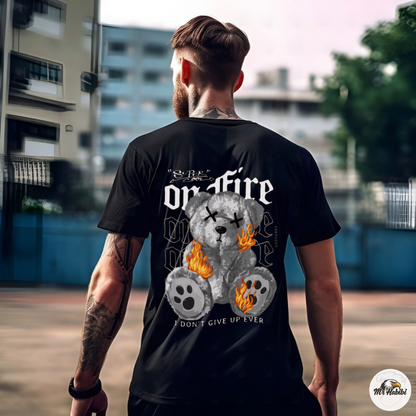 Double Print Teddy Bear Streetwear Tee – Error Not Found & On Fire