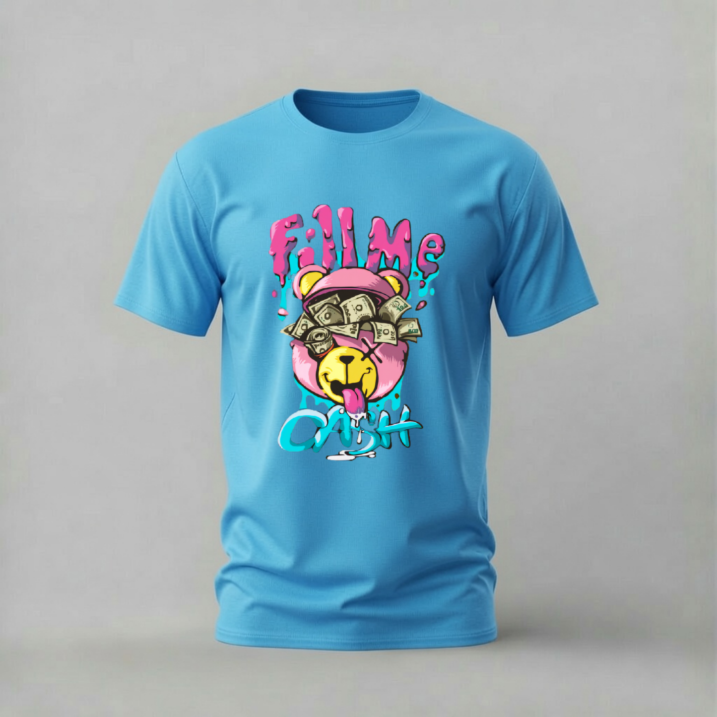 FILL ME CASH Bear Graphic T-Shirt