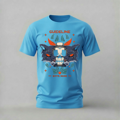 GUIDELINE Wolf Skull Graphic T-Shirt