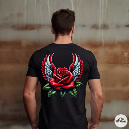 Winged Red Rose Tattoo Art Streetwear T-Shirt
