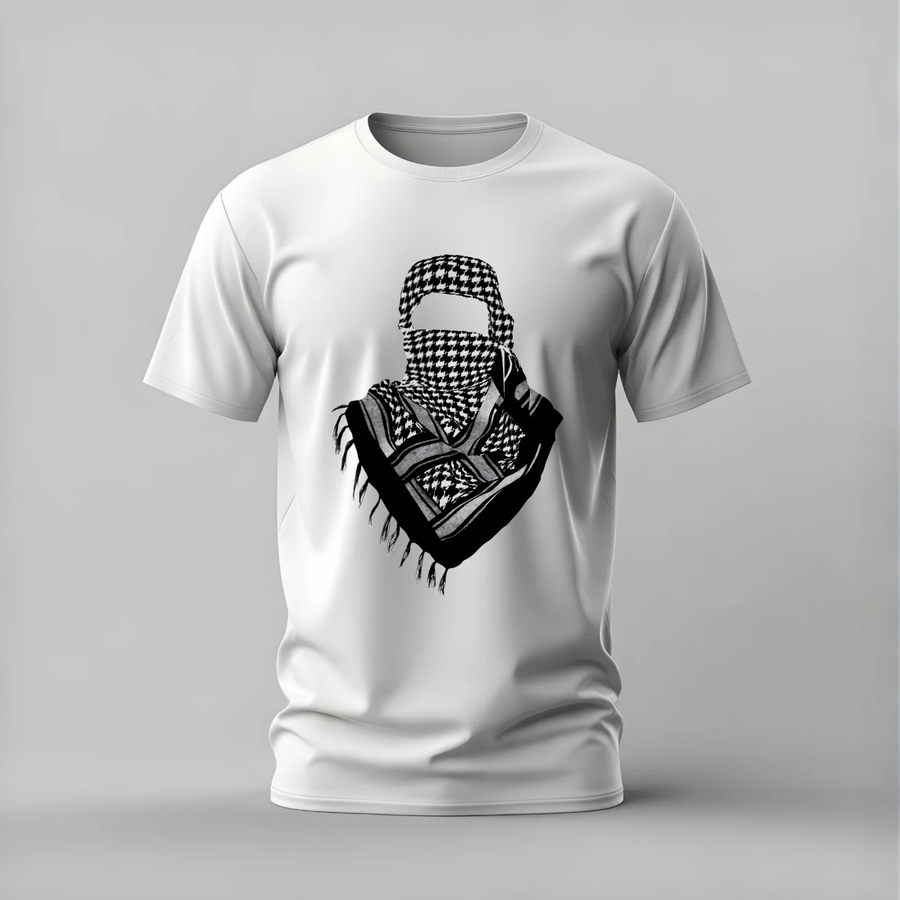 A white short-sleeve crewneck t-shirt with a graphic print featuring football players and the text 'BENZEMA' and 'BALLON D'OR' in gold and black.
