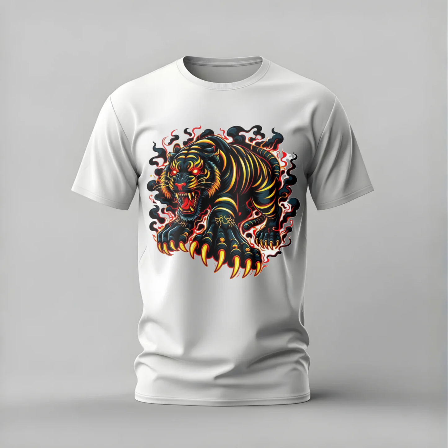 FIERCE TIGER Flame Graphic T-Shirt