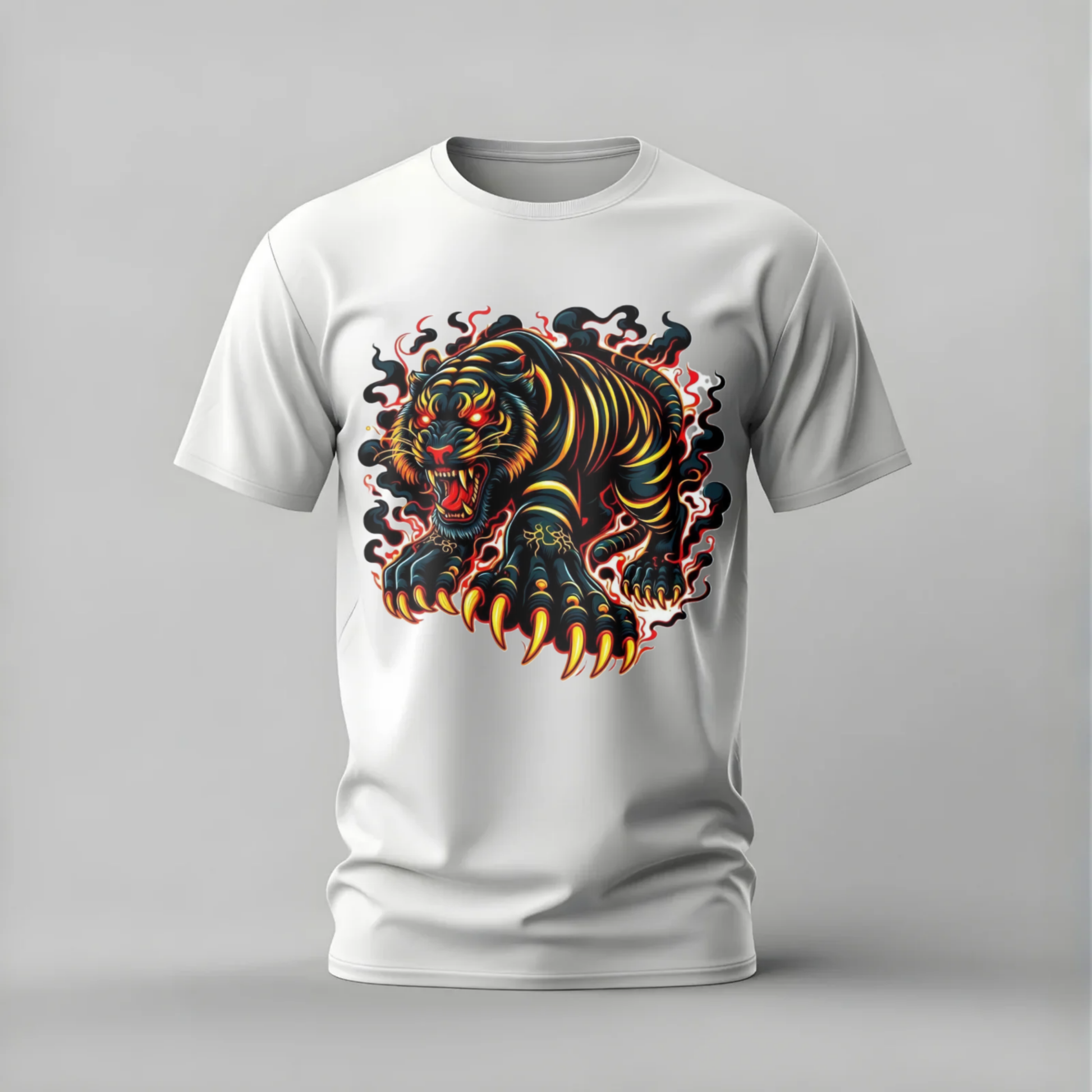 FIERCE TIGER Flame Graphic T-Shirt