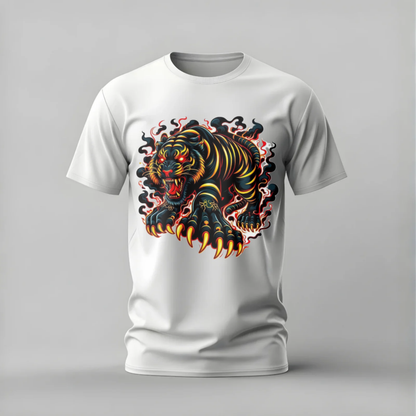 FIERCE TIGER Flame Graphic T-Shirt