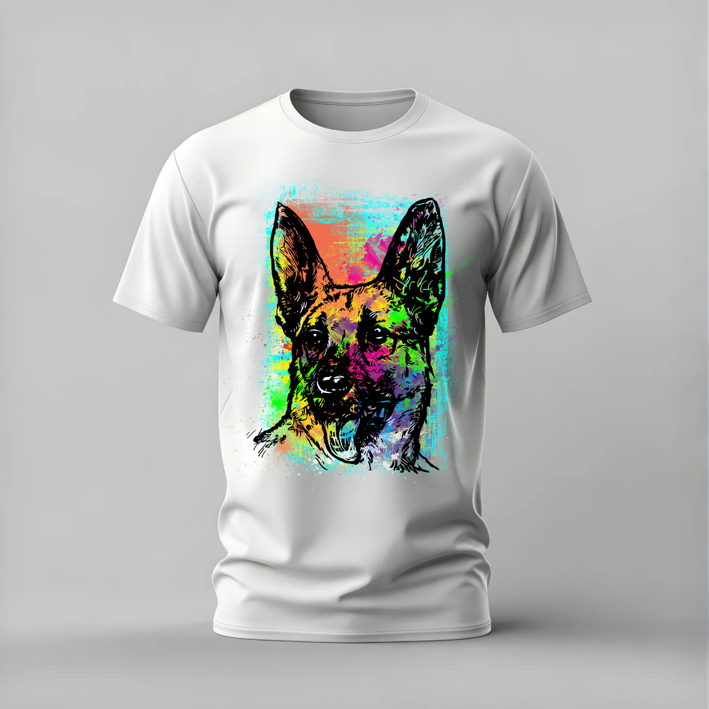 NEON DOG Portrait Graphic T-Shirt