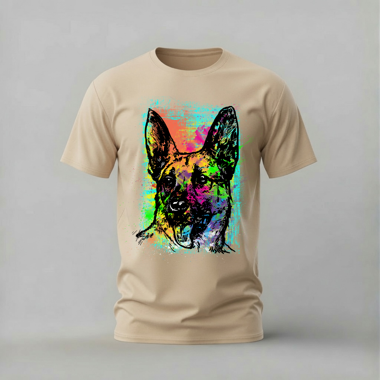 NEON DOG Portrait Graphic T-Shirt