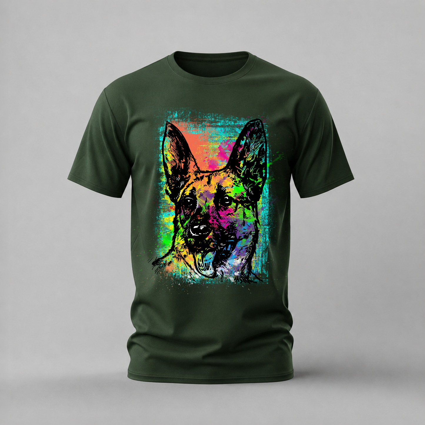 NEON DOG Portrait Graphic T-Shirt
