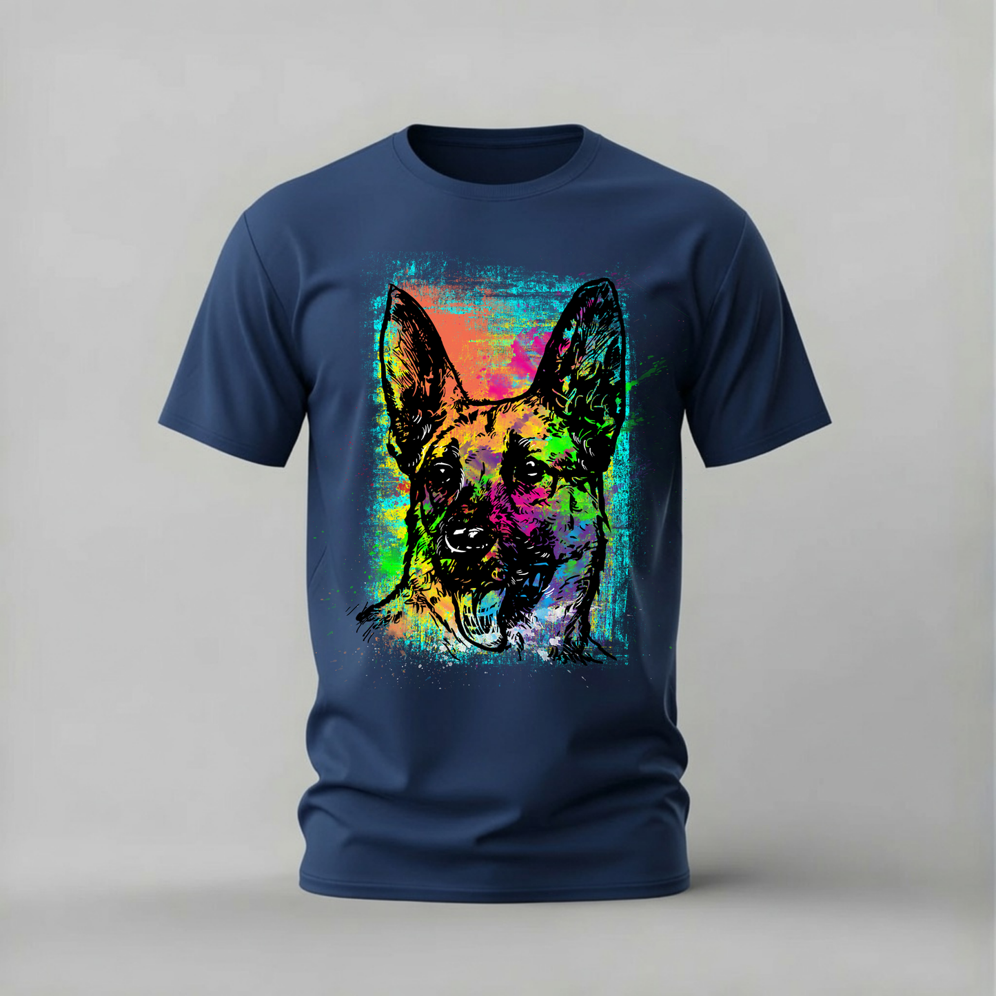 NEON DOG Portrait Graphic T-Shirt
