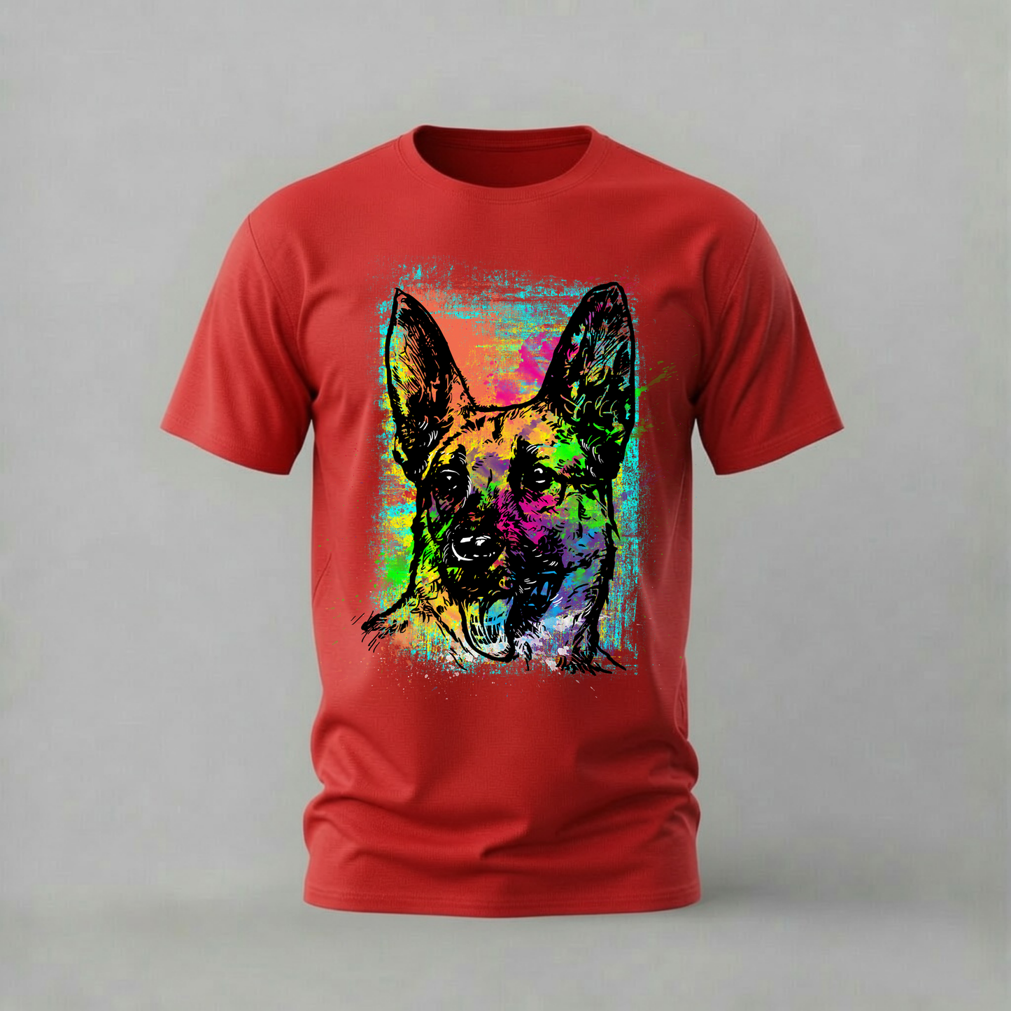 NEON DOG Portrait Graphic T-Shirt