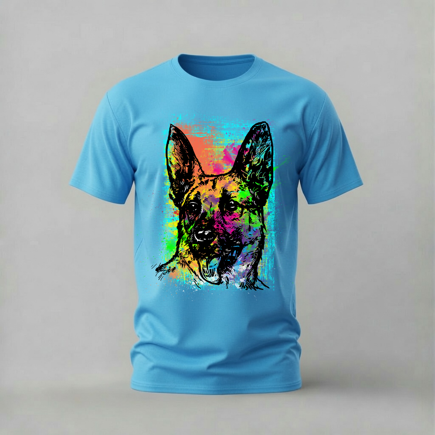 NEON DOG Portrait Graphic T-Shirt