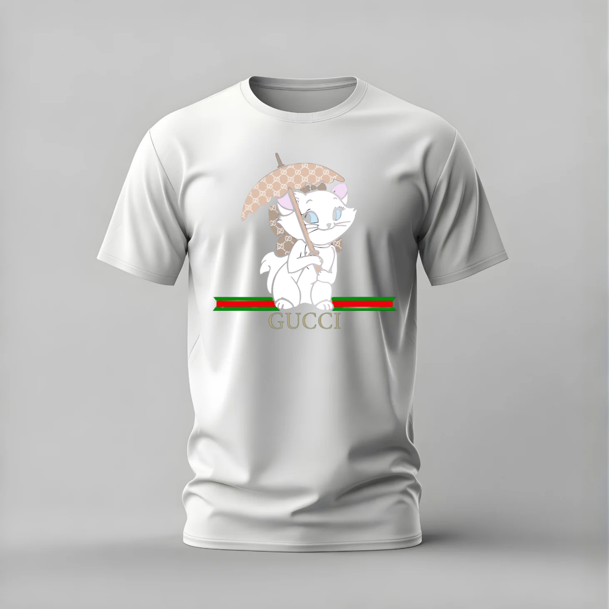 Aristocat Gucci Style T-Shirt with cute graphic. Luxury design on soft 100% cotton. Multiple colors available.