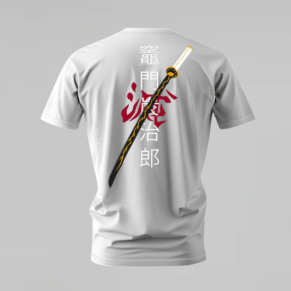 demon slayer tshirt; katana shirt; demon slayer graphic tee; tanjiro sword tshirt; anime katana shirt; unisex anime tee; men cotton tshirt; half sleeve printed tshirt; streetwear; casual wear; demon slayer merch; katana graphic shirt