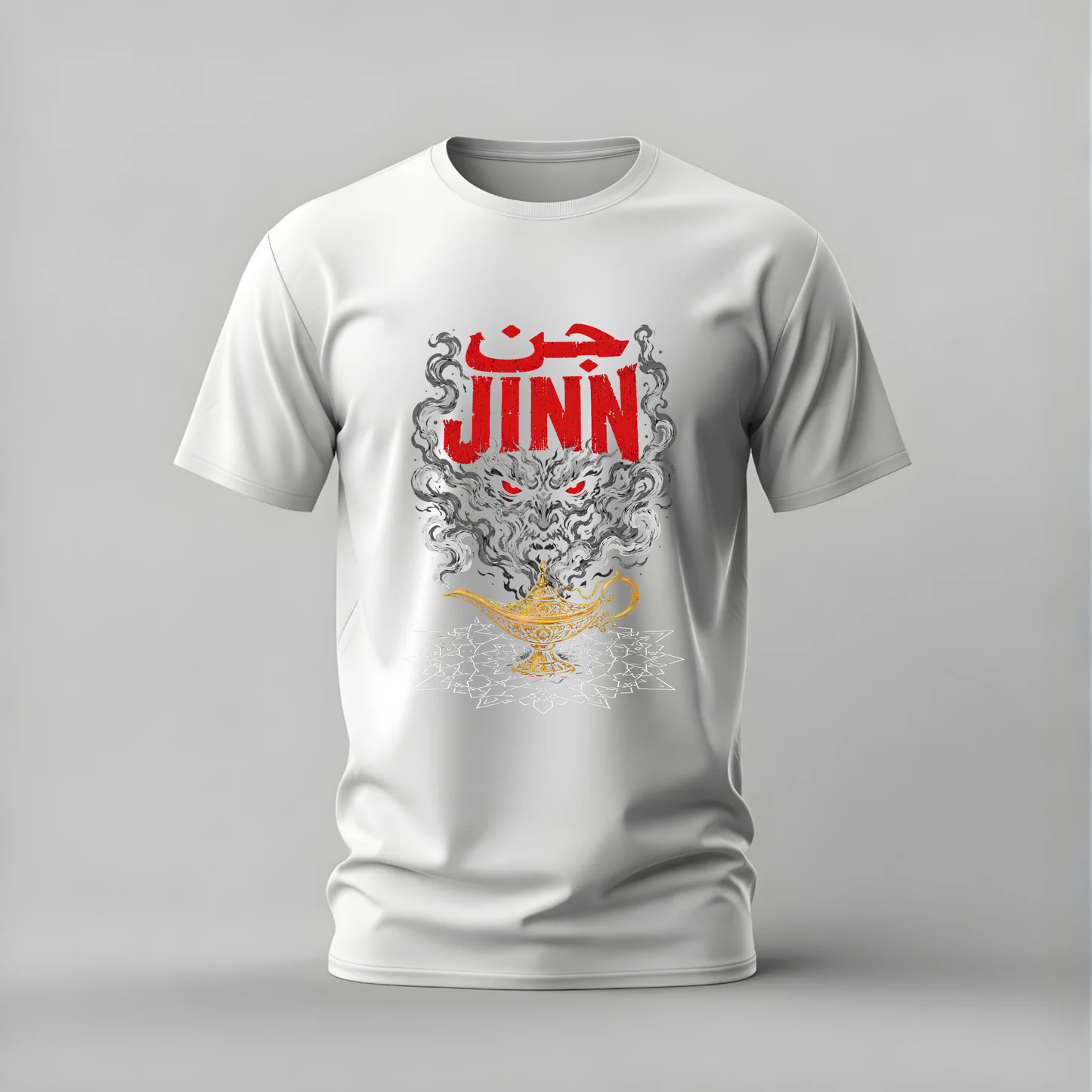 jinn tshirt; genie lamp shirt; jinn graphic tee; arabic jinn tshirt; mystical lamp shirt; unisex fantasy tee; men cotton tshirt; half sleeve printed tshirt; streetwear; casual wear; jinn merch; genie graphic shirt