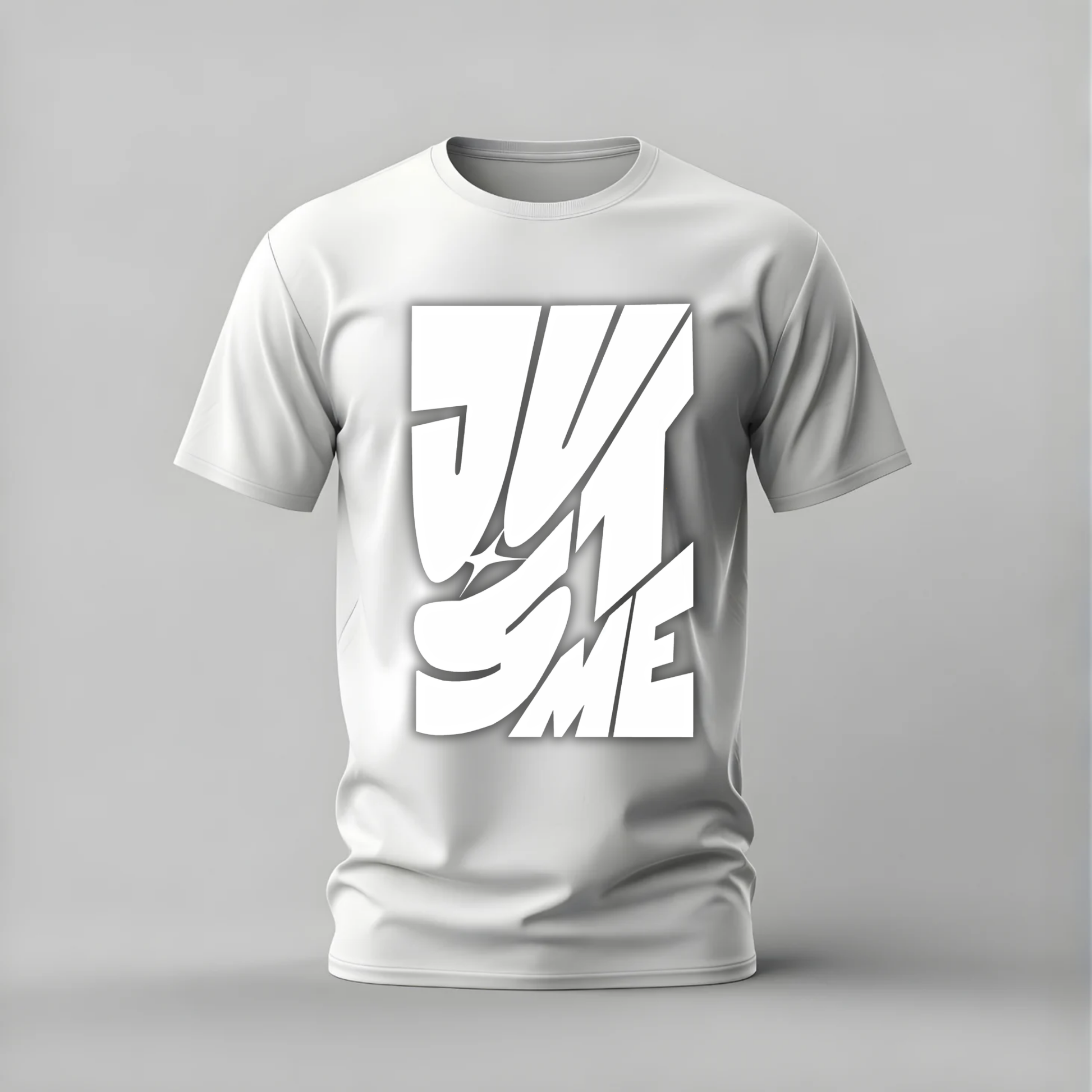 just me tshirt; bold typography shirt; just me graphic tee; abstract text tshirt; minimalist shirt; unisex typography tee; men cotton tshirt; half sleeve printed tshirt; streetwear; casual wear; just me merch; text graphic shirt