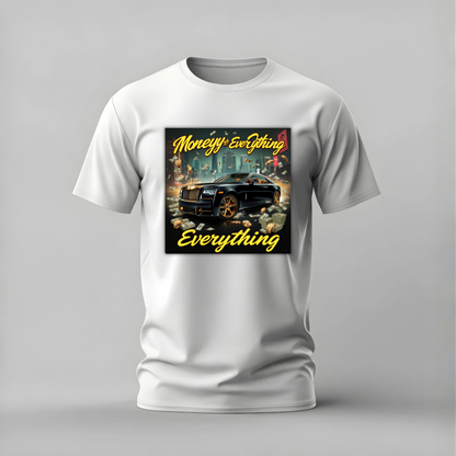 money over everything tshirt; rolls royce shirt; money over everything graphic tee; luxury car tshirt; cash car shirt; unisex luxury tee; men cotton tshirt; half sleeve printed tshirt; streetwear; casual wear; money merch; luxury graphic shirt