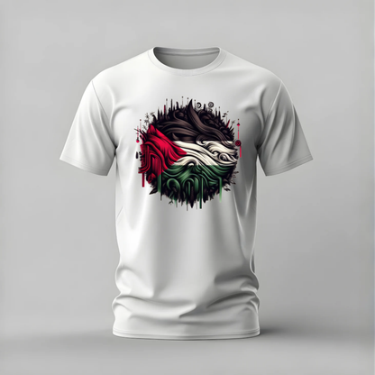 palestine abstract tshirt; palestine flag shirt; abstract flag graphic tee; palestine art tshirt; cultural flag shirt; unisex palestine tee; men cotton tshirt; half sleeve printed tshirt; streetwear; casual wear; palestine merch; flag graphic shirt
