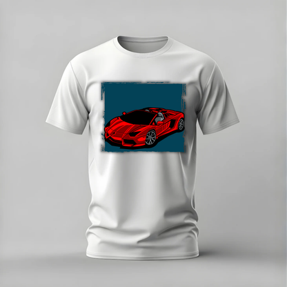 red lamborghini tshirt; sports car shirt; lamborghini graphic tee; red supercar tshirt; car lover shirt; unisex car tee; men cotton tshirt; half sleeve printed tshirt; streetwear; casual wear; lamborghini merch; car graphic shirt