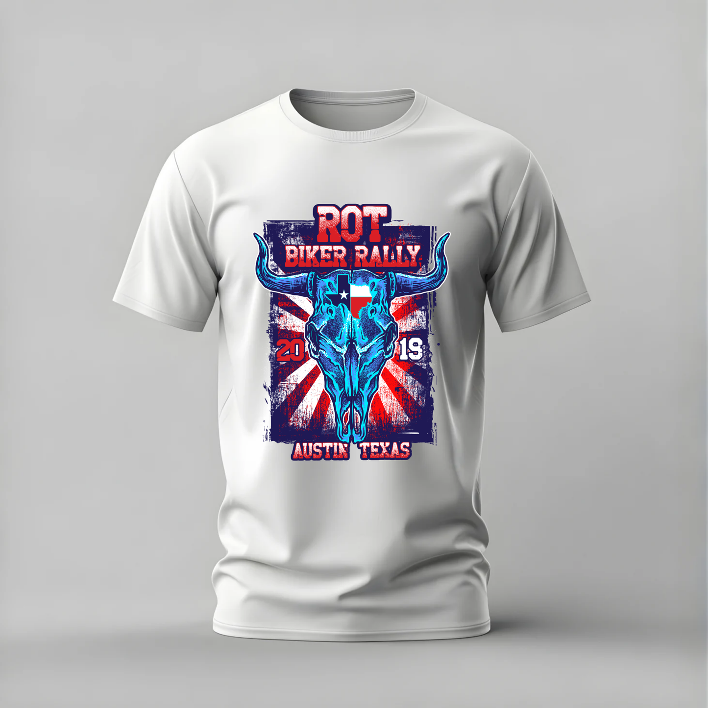 rot biker rally tshirt; texas skull shirt; biker rally graphic tee; austin texas tshirt; longhorn skull shirt; unisex biker tee; men cotton tshirt; half sleeve printed tshirt; streetwear; casual wear; biker merch; rally graphic shirt