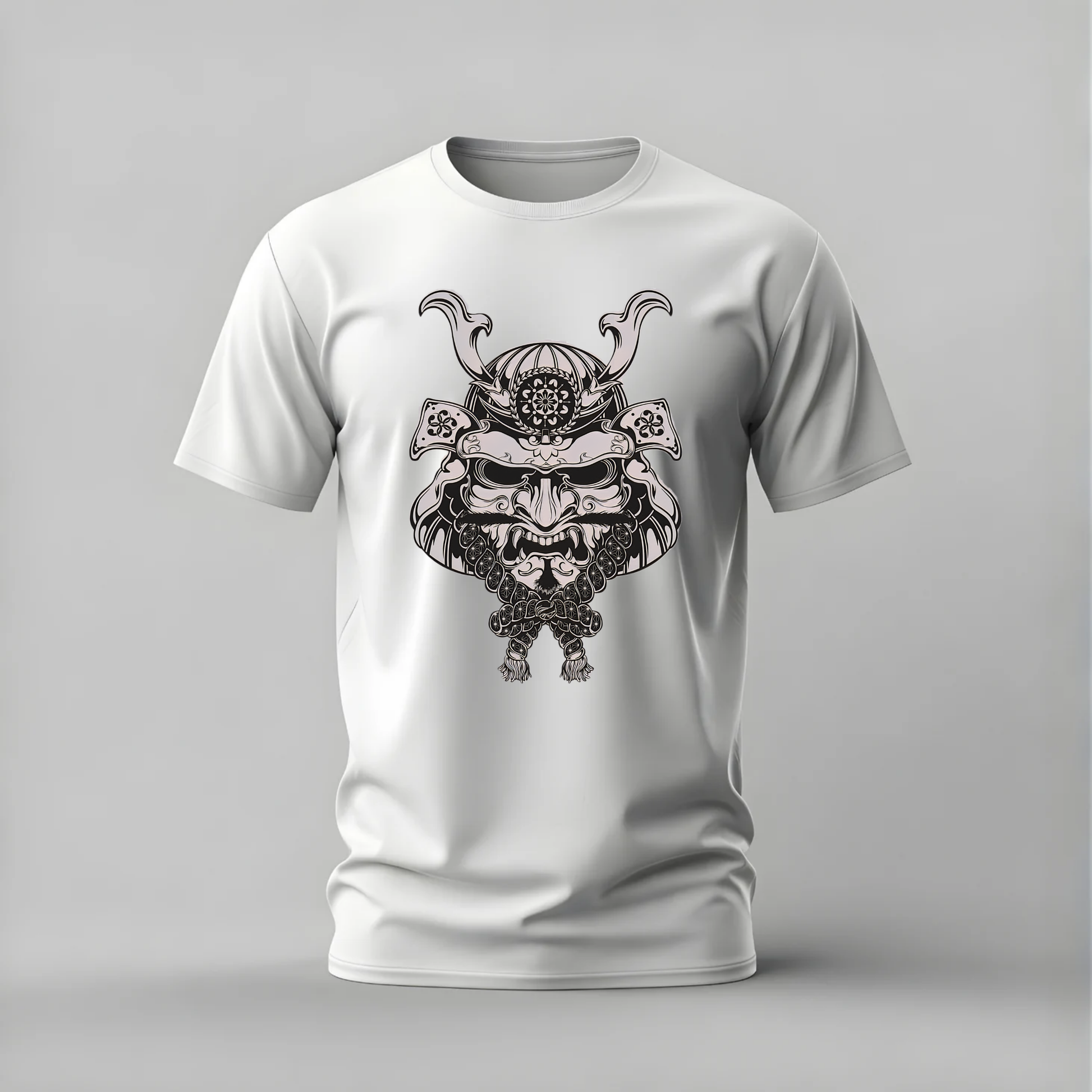 samurai mask tshirt; japanese kabuto shirt; samurai graphic tee; warrior mask tshirt; japanese samurai shirt; unisex samurai tee; men cotton tshirt; half sleeve printed tshirt; streetwear; casual wear; samurai merch; mask graphic shirt