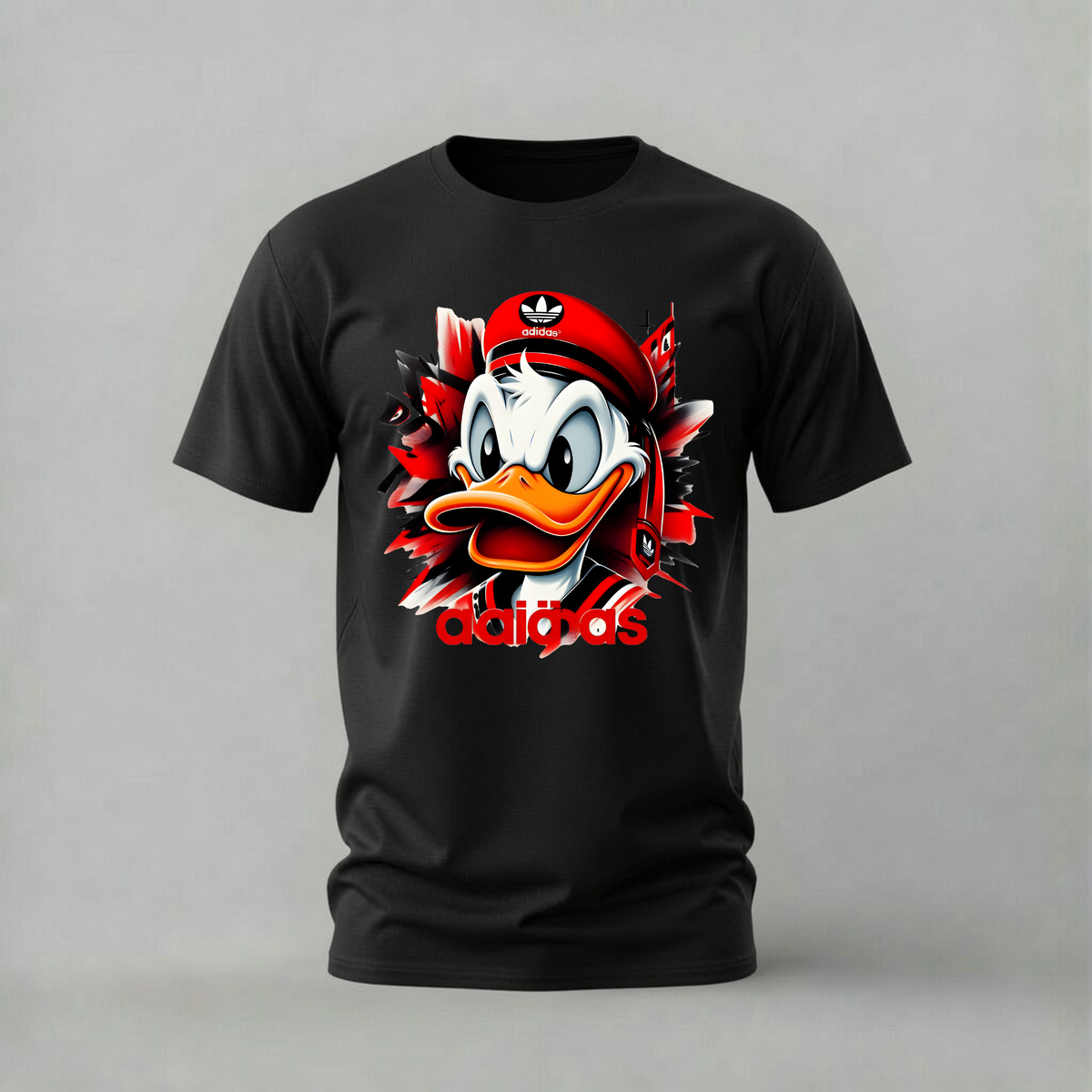 adidas donald duck tshirt; donald duck sport shirt; cartoon adidas graphic tee; disney sports tshirt; unisex donald duck tee; men cotton tshirt; half sleeve printed tshirt; disney merch; casual wear