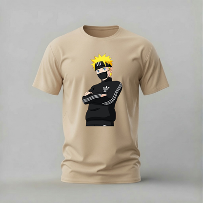 adidas naruto tshirt; tracksuit naruto shirt; adidas ninja graphic tee; streetwear naruto tshirt; unisex adidas naruto tee; men cotton tshirt; half sleeve printed tshirt; anime merch; casual wear