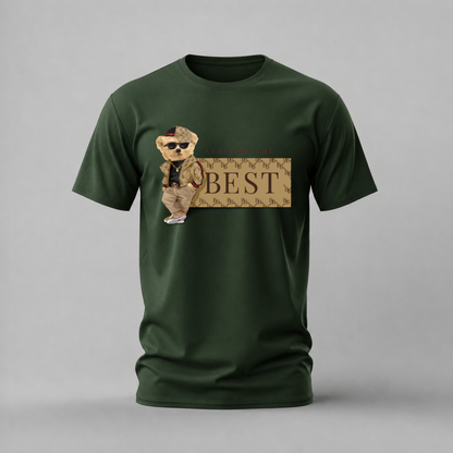 aim for the best tshirt; luxury teddy shirt; teddy bear graphic tee; aim for the best teddy tshirt; streetwear teddy shirt; unisex teddy tee; men cotton tshirt; half sleeve printed tshirt; streetwear; casual wear; teddy merch; luxury graphic shirt
