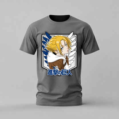 annie leonhart tshirt; attack on titan shirt; annie graphic tee; aot annie tshirt; attack on titan character shirt; unisex anime tee; men cotton tshirt; half sleeve printed tshirt; streetwear; casual wear; annie merch; aot graphic shirt
