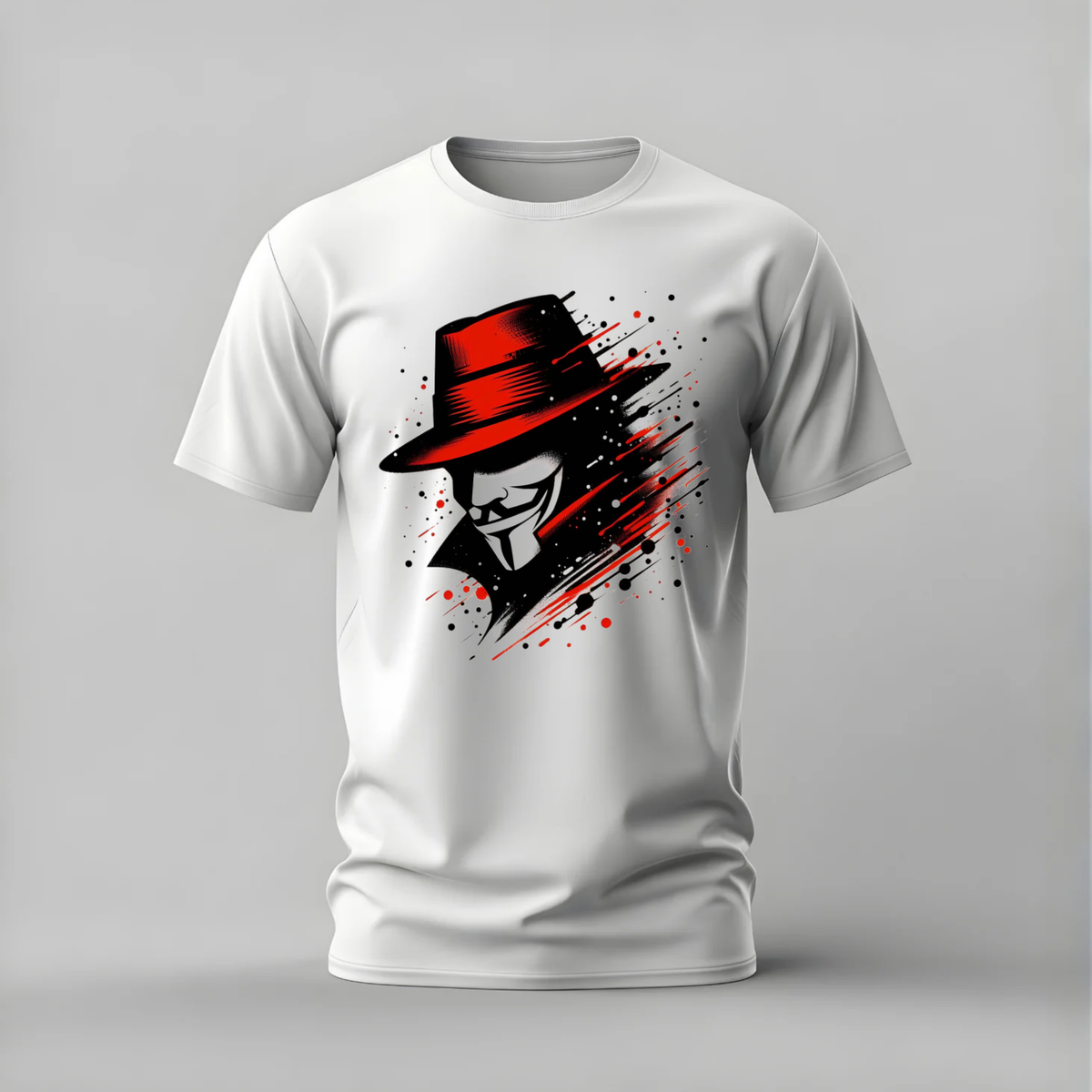 anonymous red hat tshirt; guy fawkes mask shirt; anonymous graphic tee; red fedora mask tshirt; unisex graphic tee; men cotton tshirt; half sleeve printed tshirt; street merch; casual wear
