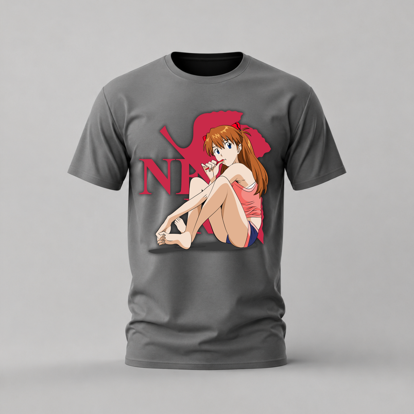 asuka langley tshirt; evangelion shirt; asuka graphic tee; evangelion character tshirt; asuka anime shirt; unisex anime tee; men cotton tshirt; half sleeve printed tshirt; streetwear; casual wear; asuka merch; evangelion graphic shirt
