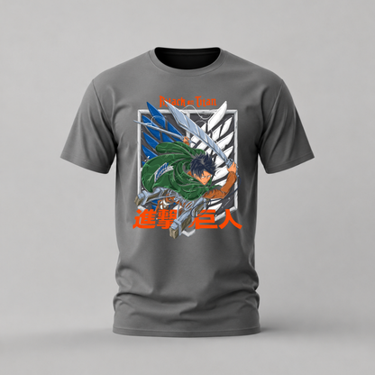 attack on titan tshirt; levi ackerman shirt; aot graphic tee; survey corps tshirt; unisex graphic tee; men cotton tshirt; half sleeve printed tshirt; anime merch; casual wear