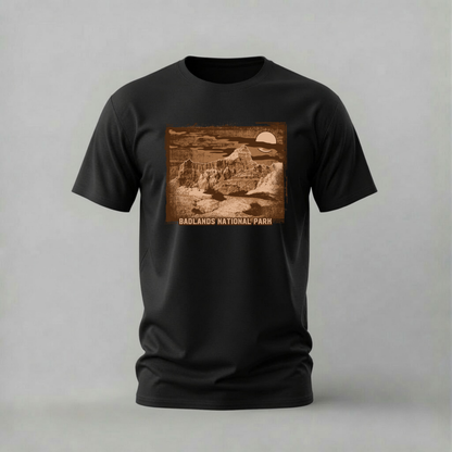 badlands national park tshirt; badlands landscape shirt; national park graphic tee; desert mountain tshirt; outdoor park shirt; unisex badlands tee; men cotton tshirt; half sleeve printed tshirt; streetwear; casual wear; national park merch; landscape graphic shirt

