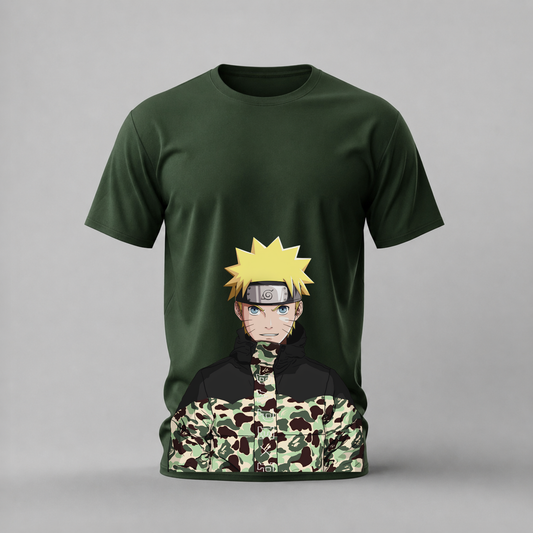 bape naruto tshirt; camo naruto shirt; bape jacket graphic tee; streetwear naruto tshirt; unisex bape naruto tee; men cotton tshirt; half sleeve printed tshirt; anime merch; casual wear