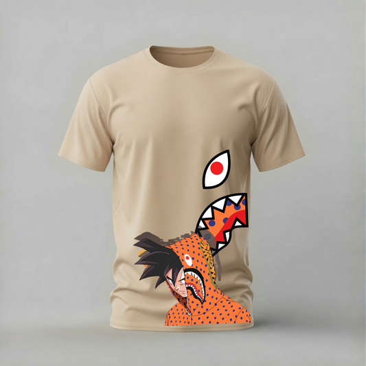 bape shark goku tshirt; dragon balls goku shirt; bape hoodie graphic tee; streetwear goku tshirt; unisex bape goku tee; men cotton tshirt; half sleeve printed tshirt; anime merch; casual wear