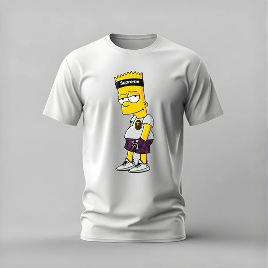bart simpson tshirt; supreme bape shirt; streetwear bart graphic tee; hypebeast tshirt; unisex streetwear tee; men cotton tshirt; half sleeve printed tshirt; fashion merch; casual wear