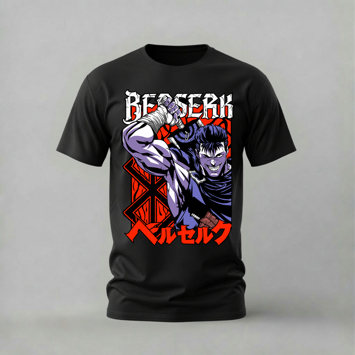 berserk guts tshirt; black swordsman shirt; guts graphic tee; berserk anime tshirt; guts sword shirt; unisex guts tee; men cotton tshirt; half sleeve printed tshirt; streetwear; casual wear; berserk merch; dark fantasy graphic shirt