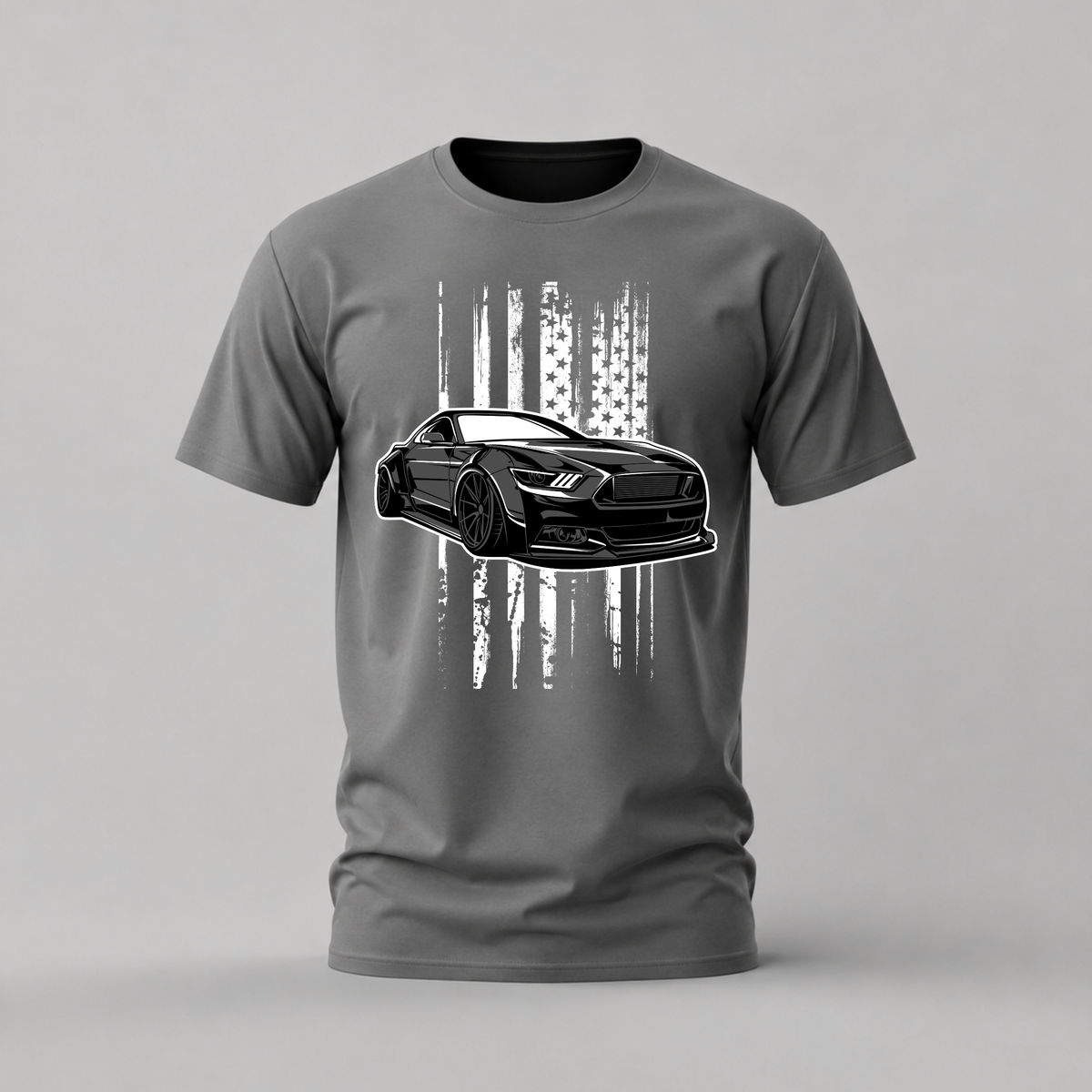 black mustang tshirt; american flag car shirt; muscle car graphic tee; mustang flag tshirt; unisex car tee; men cotton tshirt; half sleeve printed tshirt; car merch; casual wear