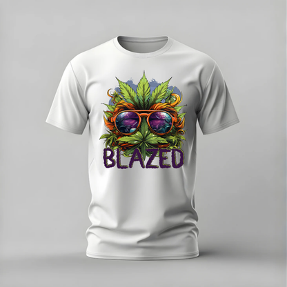 blazed tshirt; cannabis sunglasses shirt; weed graphic tee; tropical blazed tshirt; unisex streetwear tee; men cotton tshirt; half sleeve printed tshirt; chill merch; casual wear
