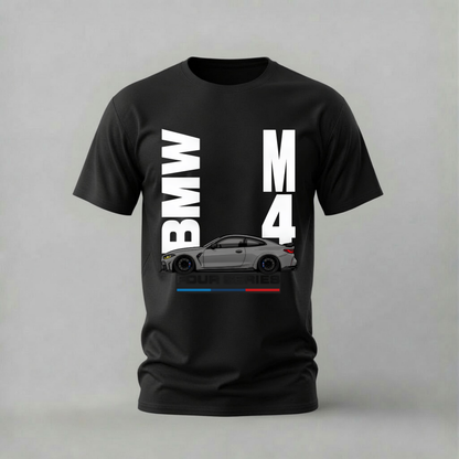 bmw m4 tshirt; m4 four series shirt; bmw m4 graphic tee; four series tshirt; bmw coupe graphic; german performance car tee; unisex bmw tshirt; men cotton tshirt; half sleeve printed tshirt; streetwear; casual wear; bmw merch; m4 fan shirt
