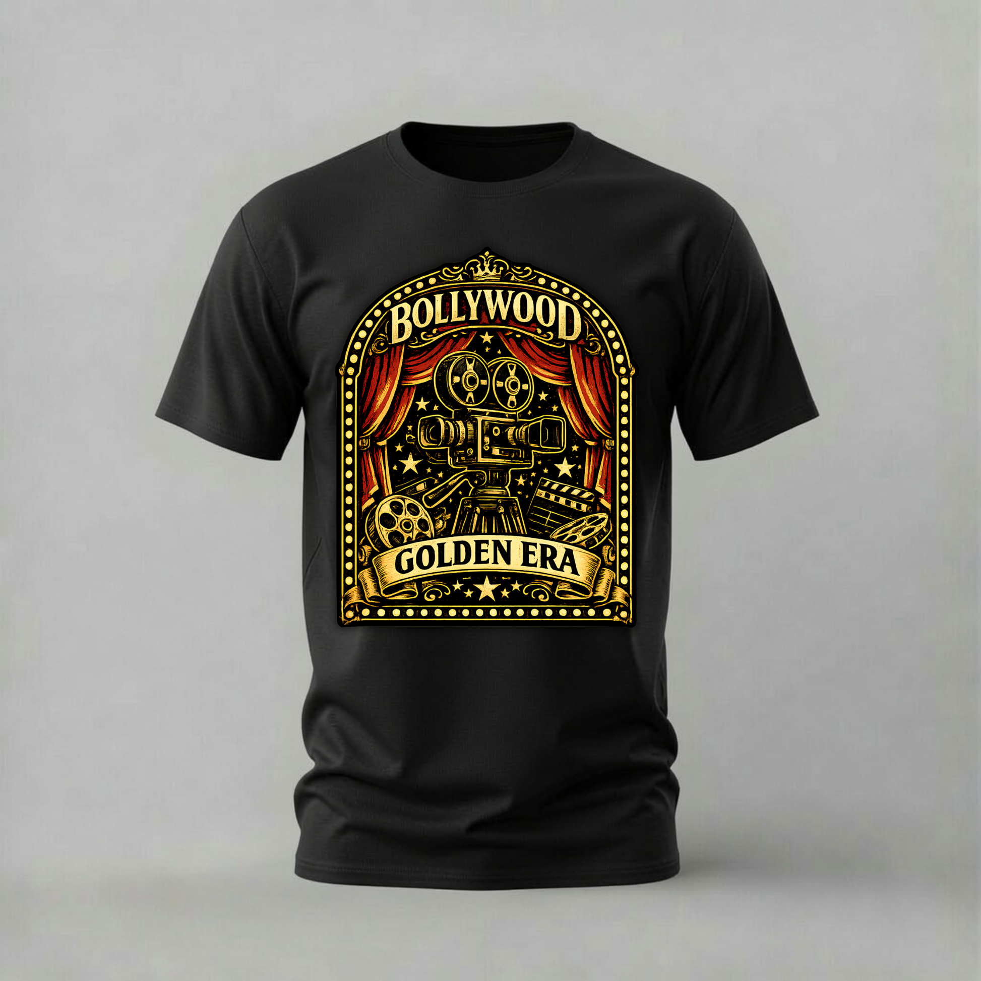 bollywood tshirt; golden era shirt; bollywood graphic tee; movie camera tshirt; bollywood cinema shirt; unisex bollywood tee; men cotton tshirt; half sleeve printed tshirt; streetwear; casual wear; bollywood merch; cinema graphic shirt
