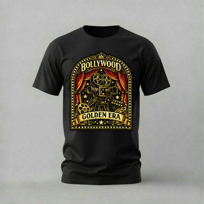 bollywood tshirt; golden era shirt; bollywood graphic tee; movie camera tshirt; bollywood cinema shirt; unisex bollywood tee; men cotton tshirt; half sleeve printed tshirt; streetwear; casual wear; bollywood merch; cinema graphic shirt
