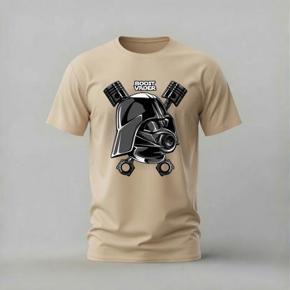 boost vader tshirt; darth vader turbo shirt; car star wars graphic tee; turbo helmet tshirt; unisex car tee; men cotton tshirt; half sleeve printed tshirt; car merch; casual wear