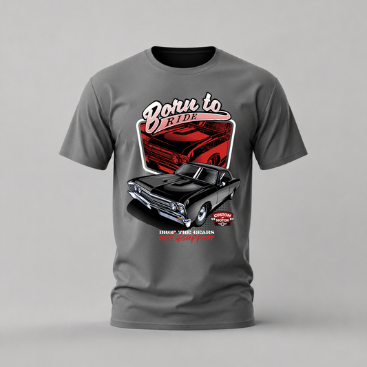 born to ride tshirt; classic muscle car shirt; black car graphic tee; custom motor tshirt; unisex car tee; men cotton tshirt; half sleeve printed tshirt; car merch; casual wear