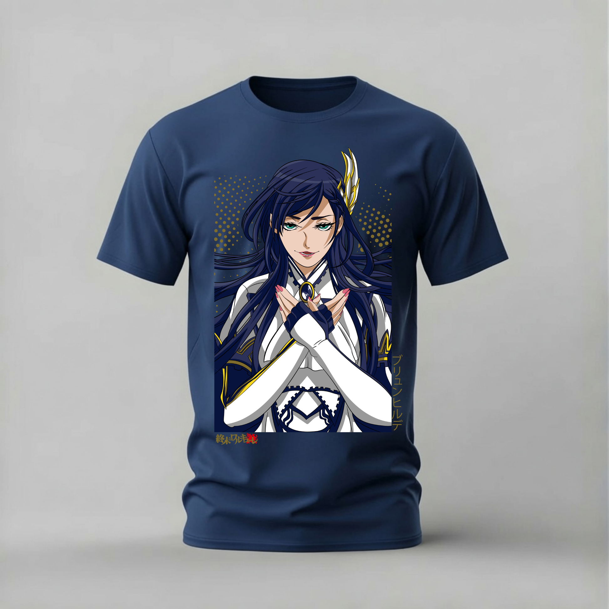 brunhilde tshirt; record of ragnarok shirt; brunhilde graphic tee; shuumatsu no valkyrie tshirt; anime valkyrie shirt; unisex anime tee; men cotton tshirt; half sleeve printed tshirt; streetwear; casual wear; brunhilde merch; ragnarok graphic shirt
