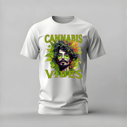 cannabis vibes tshirt; leaf man shirt; cannabis graphic tee; green vibes tshirt; unisex cannabis vibes tee; men cotton tshirt; half sleeve printed tshirt; streetwear; casual wear